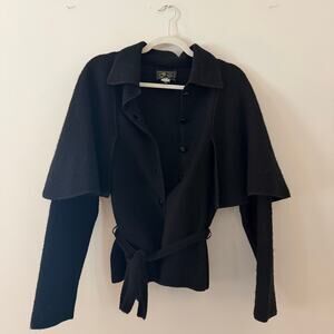 South Wool 100% Pure Virgin Wool Long Sleeve Cardigan Sweater with Cape Sz L